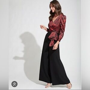 Tahari Elegant Black Wide-Leg Jumpsuit